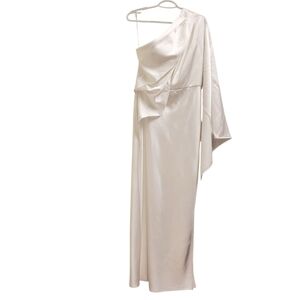 Cream One Shoulder Asymmetrical Gown for Weddings